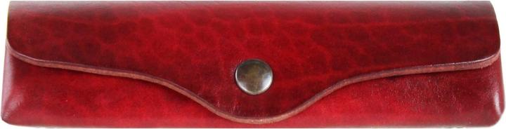 Immagine prodotto Mika Custodia per occhiali, piccola, in pelle, bottone a pressione, rosso