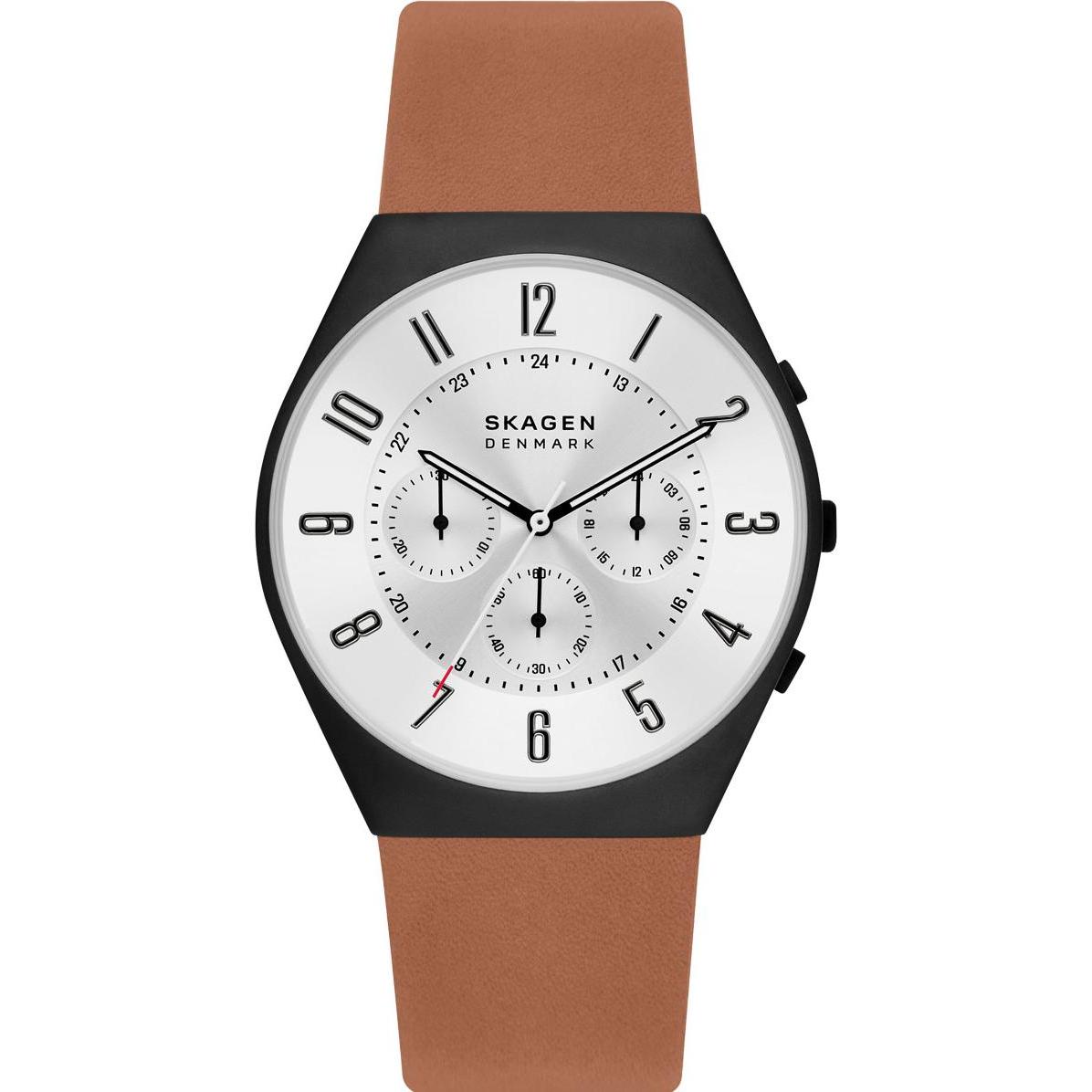 Skagen, Armbanduhr, Grenen Chronograph, Braun, (Analoguhr, Chronograph, 42 mm)