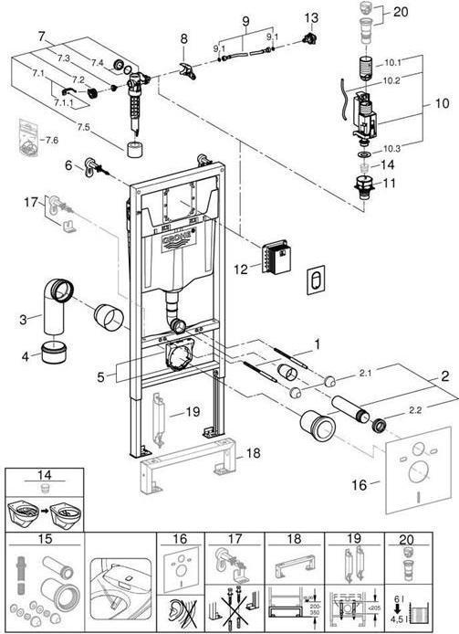 Produktbild Grohe Frame RAPID SL 3in1 WC FRAME INSTALLATION 1.13M