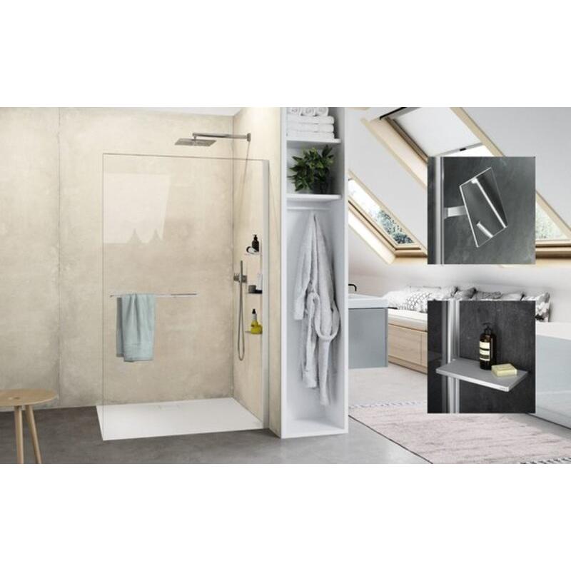 Thumbnail - Hüppe, Duschkabine + Duschwand, Select+ Seitenwand alleinstehend, Querbügel, 6mm Glasstärke, Breite 1000mm (211 cm, 108 ...