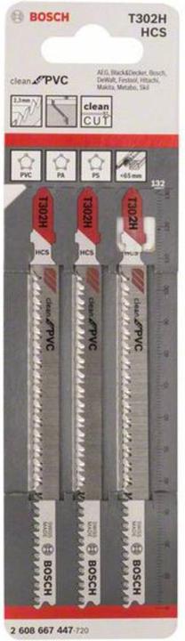 Actual product image Bosch Professional Zubehör PRO Plastics PVC clean T302H Jigsaw blade, 132 mm, 3 pcs.