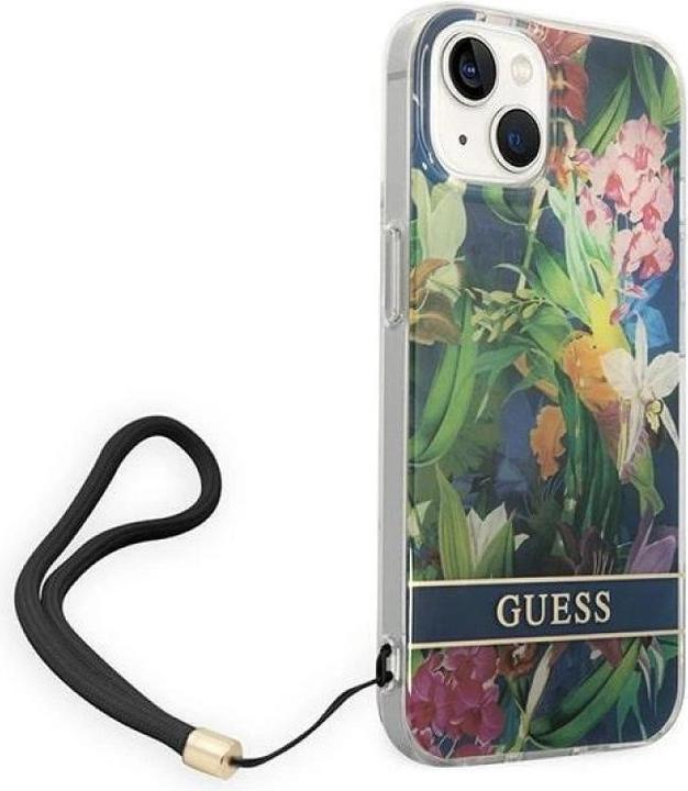 Produktbild Guess GUOHCP14SHFLSB iPhone 14 6,1" niebieski/blue hardcase Flower Strap (Apple iPhone 14)