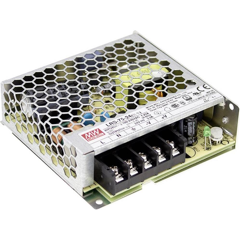 MeanWell, Convertitore di tensione, MEAN WELL LRS-75-24, 76,8 W, 85 - 264 V, 47 - 63 Hz, 0.85 - 1.4 A, 60 ms, 90%