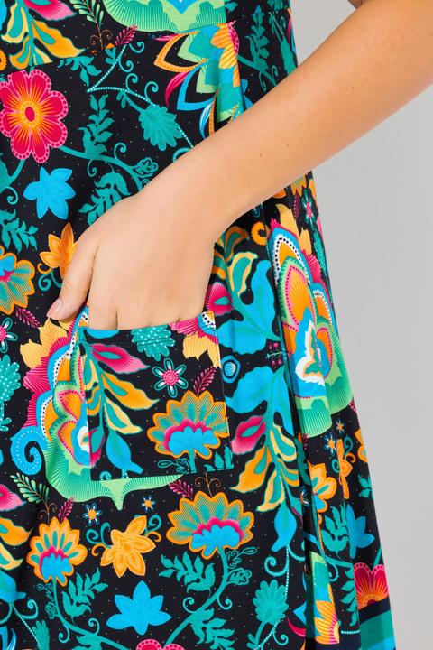 Produktbild Ulla Popken Jersey-Minikleid, Blüten, A-Linie, Rundhals, ärmellos (50, 52)