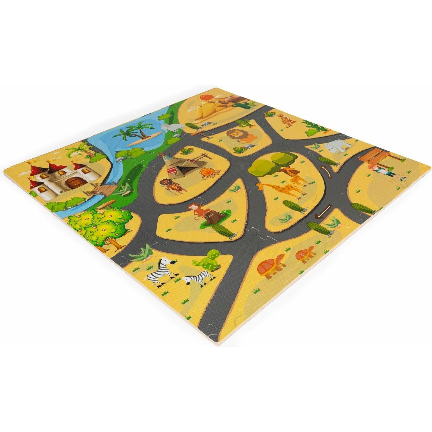 EcoToys, Spielteppich + Spielmatte, Schaumstoffmatten-Puzzle für Kinder 9 El