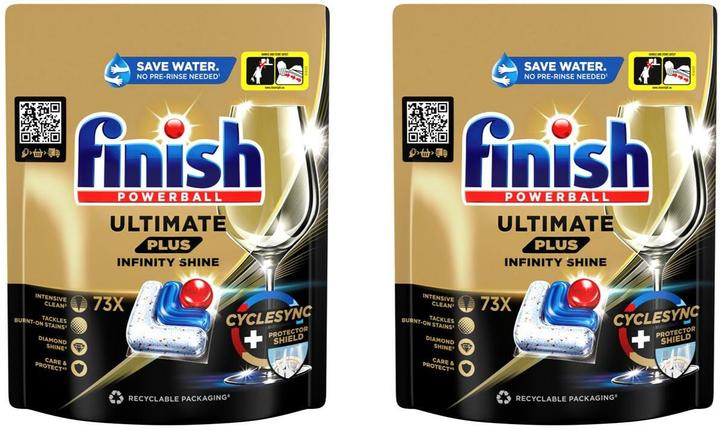Actual product image Finish Ultimate Plus Infinity Shine Machine Rinse Detergent 2 x 73 Tabs (Tabs, 146 Washing cycles)