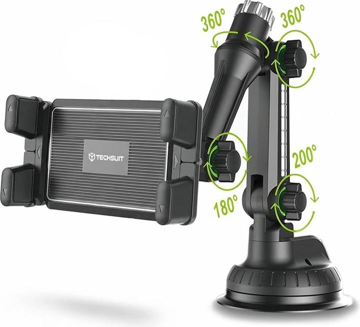 Produktbild Techsuit - Car Holder TabbyX (ST1) - for Tablet/Phone, Flexible, 360° Adjust, Universal - Black