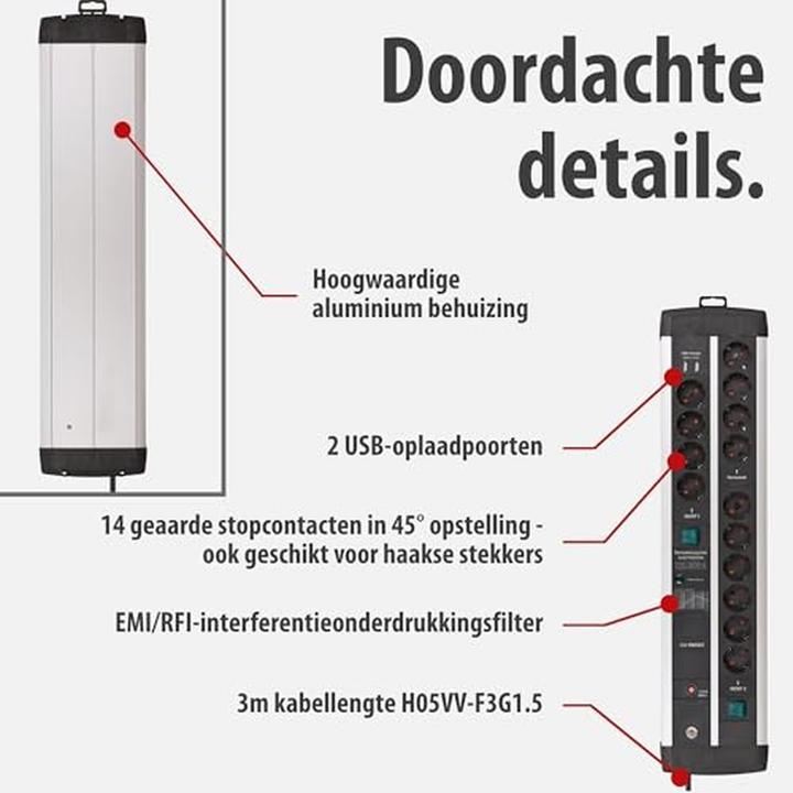 Actual product image Brennenstuhl Premium Protect Line (14 x, CEE 7/3, 3 m)