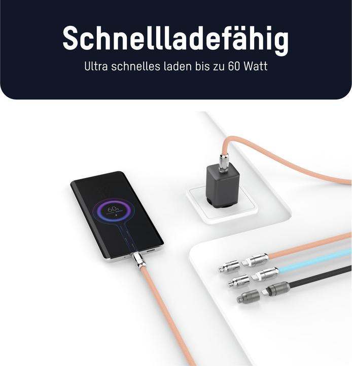 Produktbild Ansmann Lanyard Kabel USB Typ-C zu USB Typ-C 120cm / rose (1.20 m, 60 W)