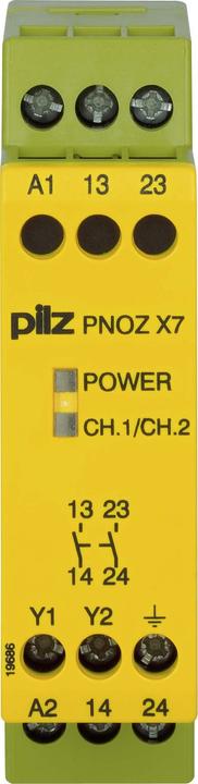 Actual product image Pilz PNOZ/X7 emergency stop relay,110Vac 2NO