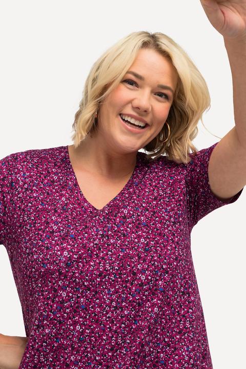 Produktbild Ulla Popken Longshirt, bedruckt, A-Linie, V-Ausschnitt, Halbarm (50, 52)