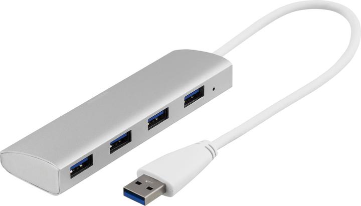 Produktbild Deltaco UH-484 interface hub USB 3.2 Gen 1 (3.1 Gen 1) Type-A Silver (USB-A, 4 Ports)