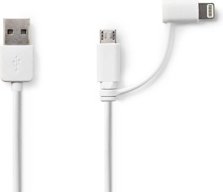 Image du produit Nedis Câble de charge et de synchronisation USB 2 en 1 USB A mâle (1 m, USB 2.0)