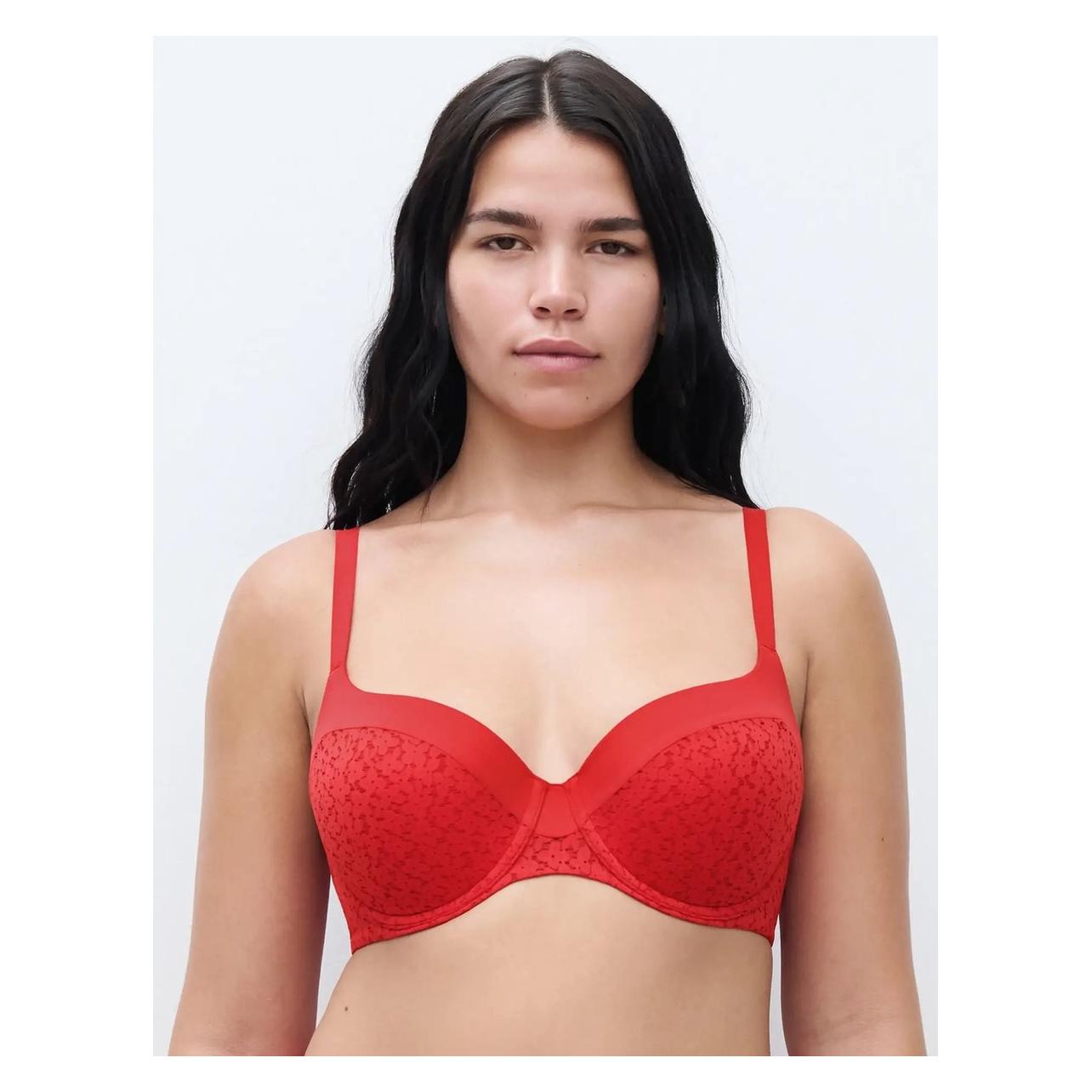 Chantelle, Bh's, T-shirt Beugel Bh - Sepia- Norah -Voorgevormde Bh Met Naadloze Cups - 75D - Rood, Rood, (75 D)