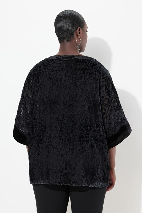 Produktbild Ulla Popken Bluse, Ausbrenner-Samt, Oversized, Rundhals, Halbarm (42, 44)