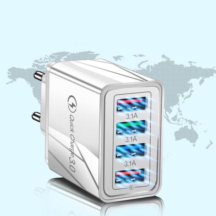 Produktbild Hermex Schnellladegerät 18W 4-Port USB-A 3.1 QC3.0 Reiseadapter Ladeadapter (18 W, 4 Ports)