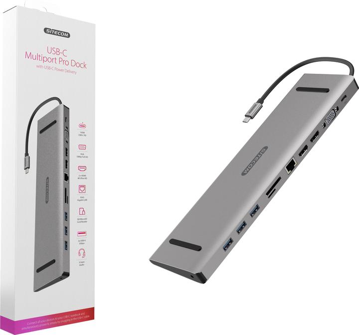 Productafbeelding Sitecom CN 389 Multiport Pro Dock (USB-C, 10 Havens)