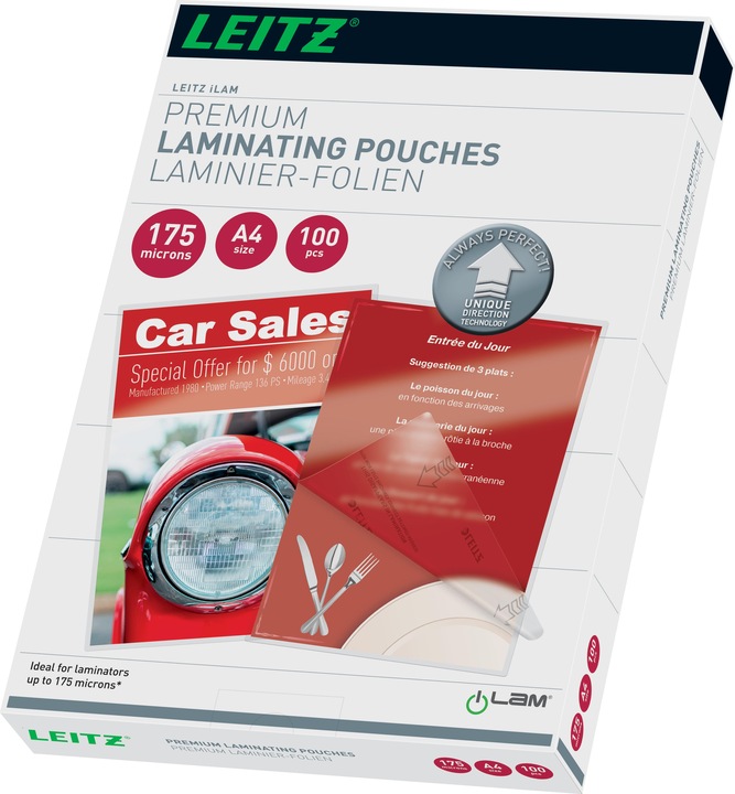 Productafbeelding Leitz Lamineerfilm (A4, 100 Stuk, 175 µm)