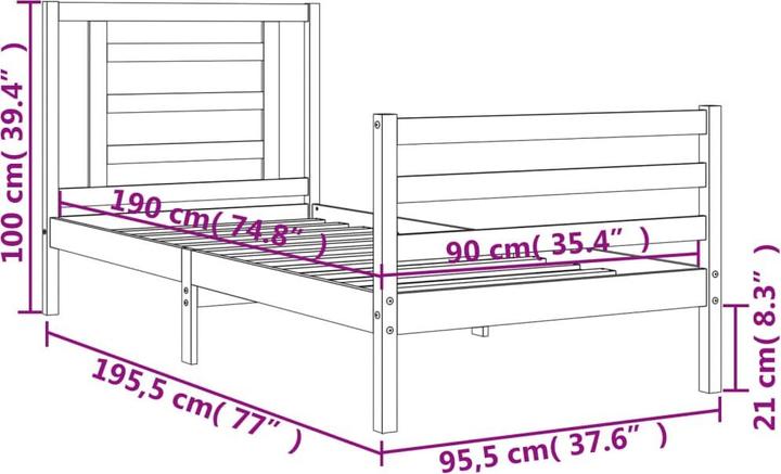 Image du produit vidaXL Bettgestell (90 x 190 cm)