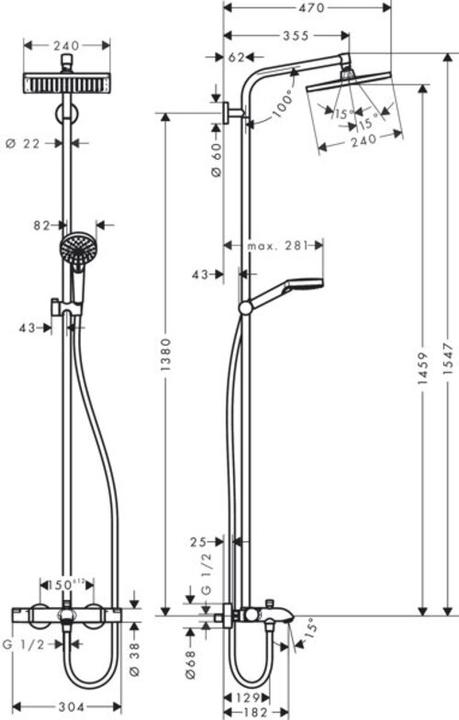 Image du produit hansgrohe HG Showerpipe CROMETTA E 240 1JET DN 15, pour baignoire chrome