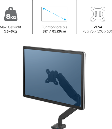Produktbild Fellowes Platinum Series Einzel Monitorarm (Tisch, 30")
