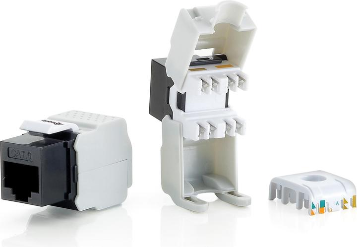 Produktbild equip 1Set gleich 8 JacksKeystone Jack Cat.6 ungeschirmt schwarz werkzeugfreier Anschluss (Keystone Modul)