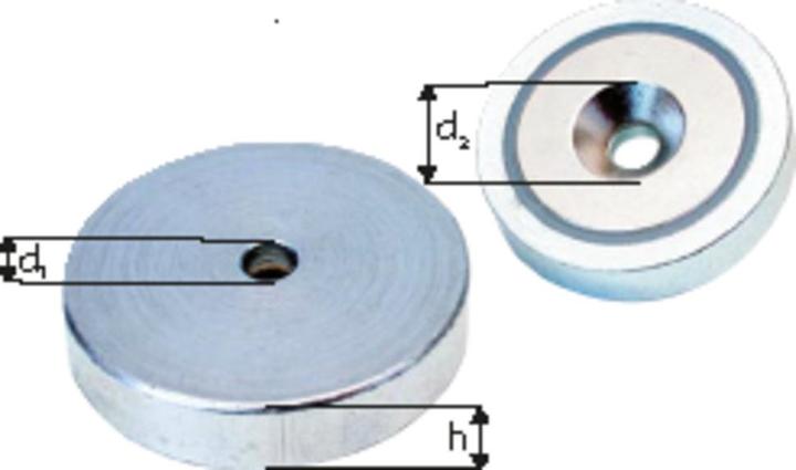 Actual product image Beloh Flat magnetic gripper 16.0x4.5mm through-hole 3.5mm NdFeB (1x)