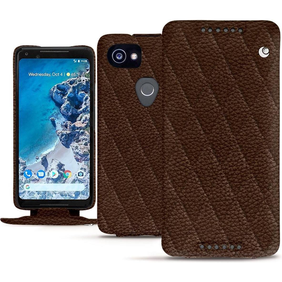 Noreve Lederschutzhülle vertikal (Google Pixel 2 XL), Smartphone Hülle, Braun