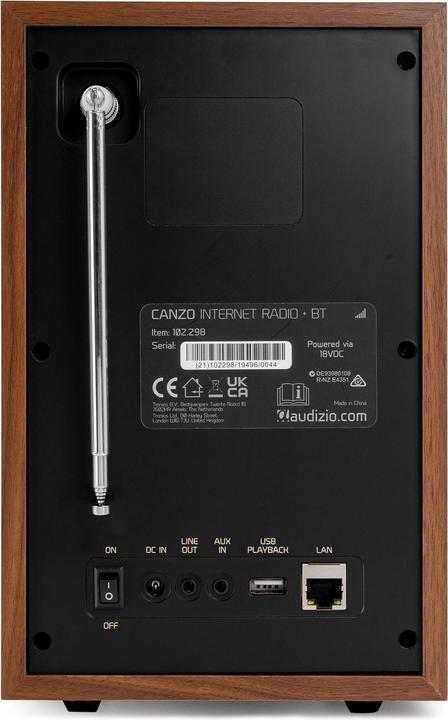 Immagine prodotto Audizio Canzo Internetradio - WiFi radio boekenplank model - Met DAB+, FM en Bluetooth (DAB, DAB, FM, Web radio, Bluetooth, WiFi)