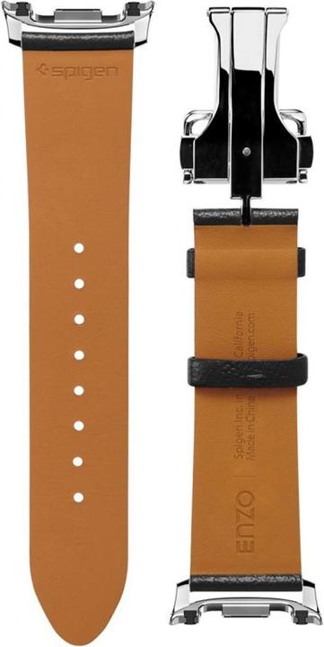Image du produit Spigen - Enzo - Samsung Galaxy Watch8 40mm/Watch8 44mm/Watch8 Classic, Genuine Goat Leather - Black (20 mm, 22 mm, Cuir naturel, Cuir véritable, Cuir véritable)