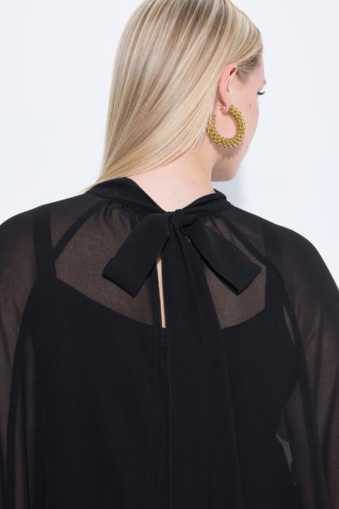 Immagine prodotto Ulla Popken Blusa a mantella di chiffon con collo alto e sciarpetta (50, 52, 54, 56)