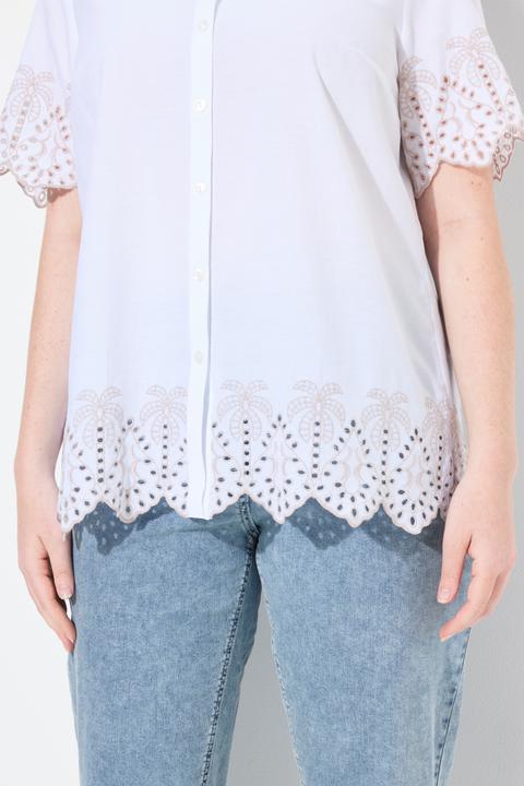 Immagine prodotto Ulla Popken Maglia in cotone biologico con palme, collo da camicia e mezze maniche (58)