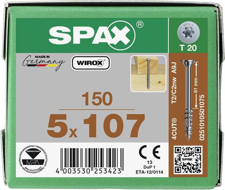 Produktbild Spax Tellerkopf Ohne Linse T-Star Plus T20 Gewindelänge 46 mm Wirox (150 Schrauben pro Stück)