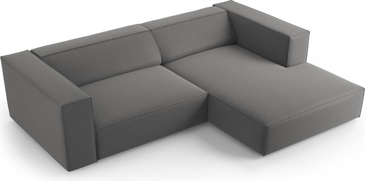 Actual product image Cosmopolitan Design Velvet Right Corner Sofa, "Arendal", 3 Seats, Warm grey, 224x166x70 Made in Europe (3-seater, Corner sofa)