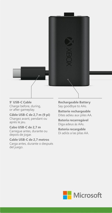 Produktbild Microsoft Xbox Play & Charge Kit (USB-C) (Xbox Series X, Xbox One X, Xbox One S, Xbox Series S)