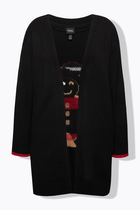 Produktbild Ulla Popken Strickjacke, Lebkuchenmann, offene Jacke, V-Ausschnitt (54)