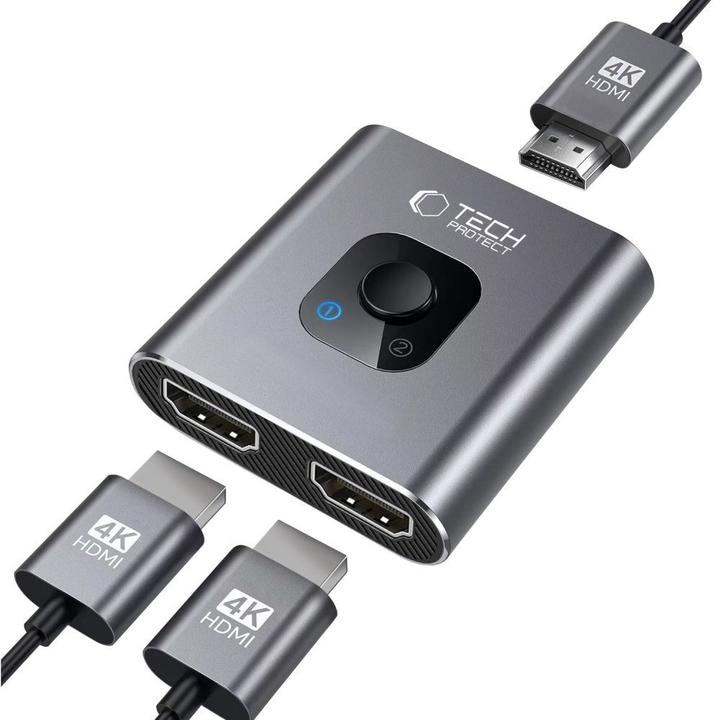 Actual product image Tech-Protect HB07 HUB Adapter 2in1 HDMI 4K 60HZ - gray (HDMI, 5.20 cm)