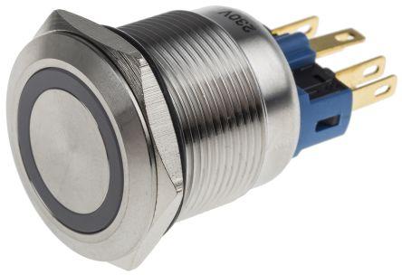 Produktbild RS PRO Switch Pushbutton Stainless Blue ring