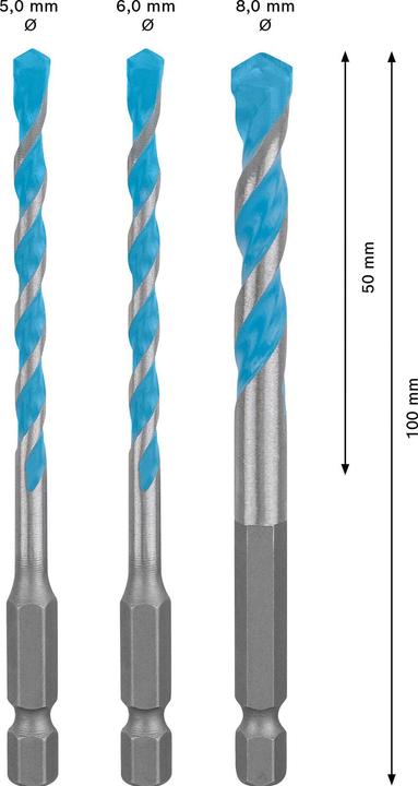 Actual product image Bosch Professional Zubehör EXPERT HEX-9 MultiConstruction drill bit set, 5/6/8 mm, 3 pcs. (6,0, 5,0)
