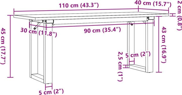 Image du produit vidaXL Couchtisch (110 x 40 x 45 cm)