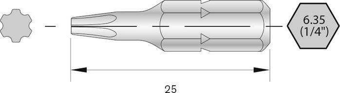 Bernstein 6-IP08-25 Torx-Bit HRC-Stahl hochlegiert C 6.3 6 St.