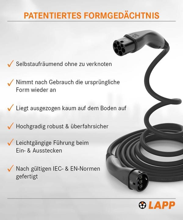 Image du produit Lapp Mobility EV-TYP2 Ladekabel HELIX 1-phasig (Type 2, 7.40 kW, 32 A, 5 m)
