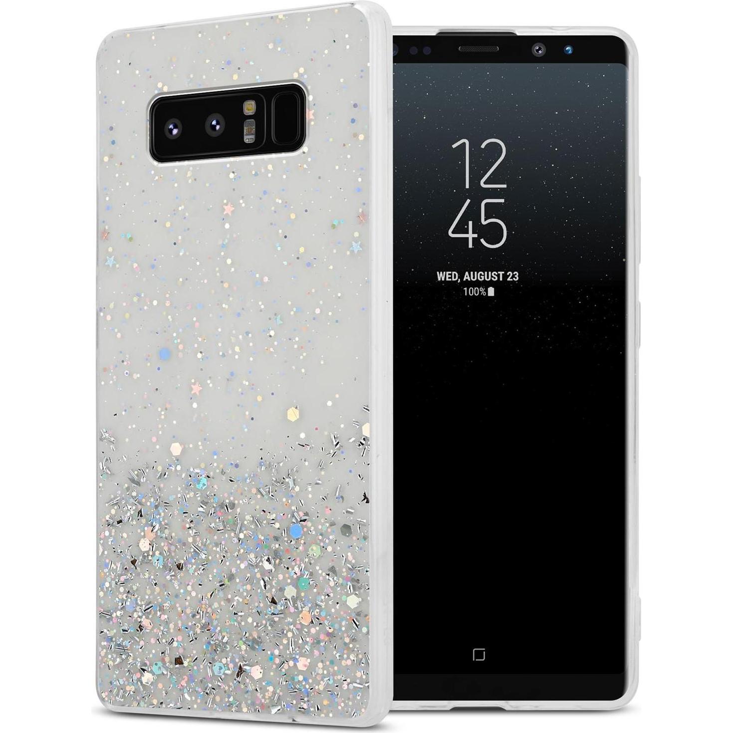 Cadorabo TPU Cover funkelnder Glitter (Samsung Galaxy Note 8), Smartphone Hülle, Transparent