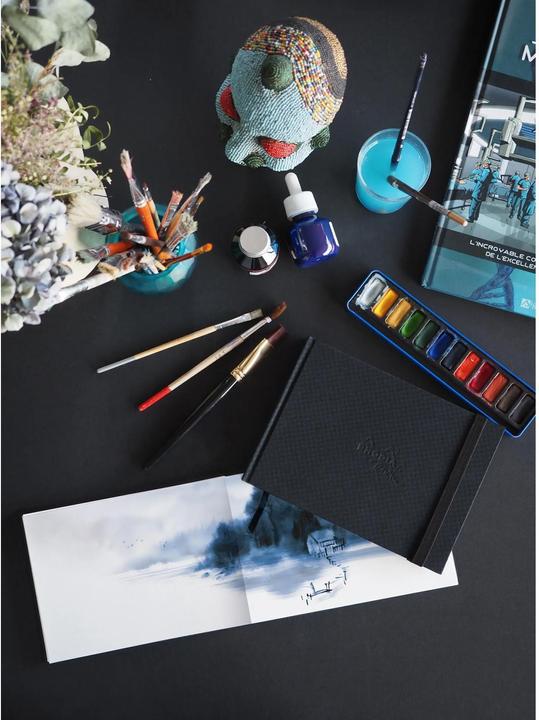 Image du produit Rhodia Touch Watercolor Book, papier grain fin 100% coton 300g - A5 portrait, 40 pages - Noir (300 g/m², 240 x)