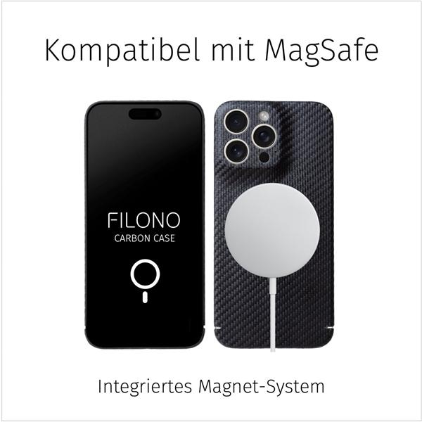 Actual product image Filono MagSafe back cover made from genuine carbon black (Apple iPhone 16 Pro Max)