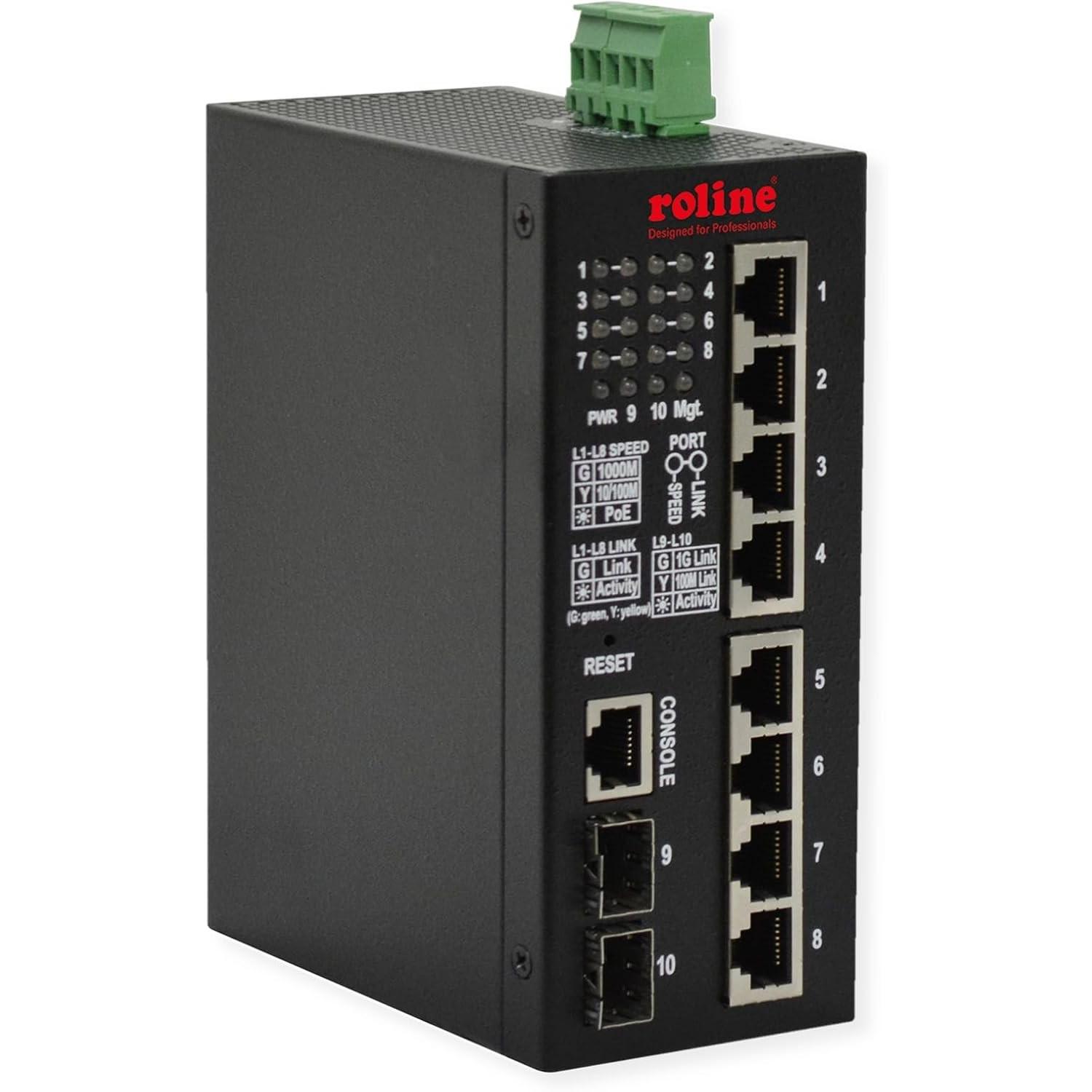 Roline Ind. SNMP 10x GbE Switch, 2x SFP Web-basiert, 250W (10 Ports) (21.13.1131)