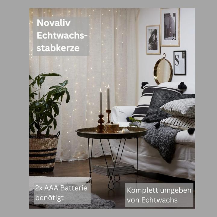 Produktbild Novaliv LED Stabkerze 2er indoor mit Timer Funktion - 6 Stunden - Weiss - 20cm Höhe für 2,2cm Durchmesser / (2 x)