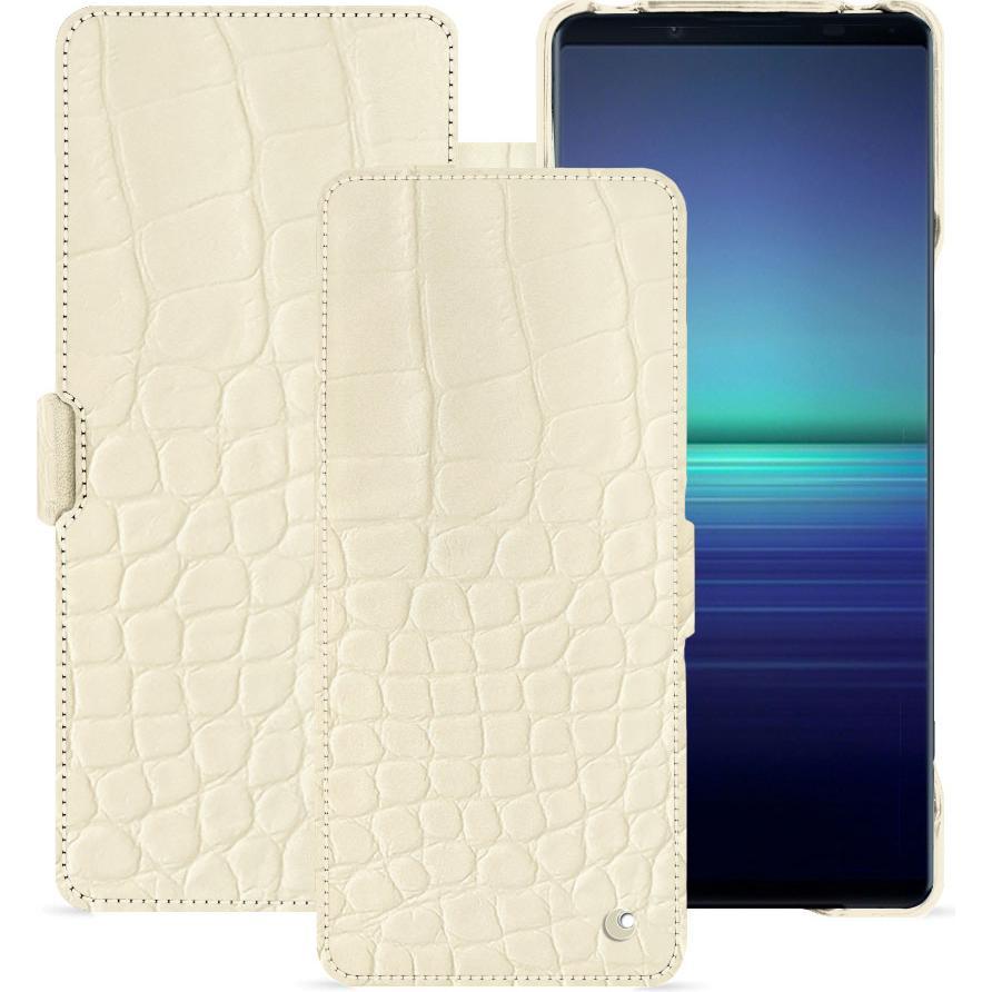 Noreve Lederschutzhülle horizontal (Sony Xperia 1 V), Smartphone Hülle, Beige