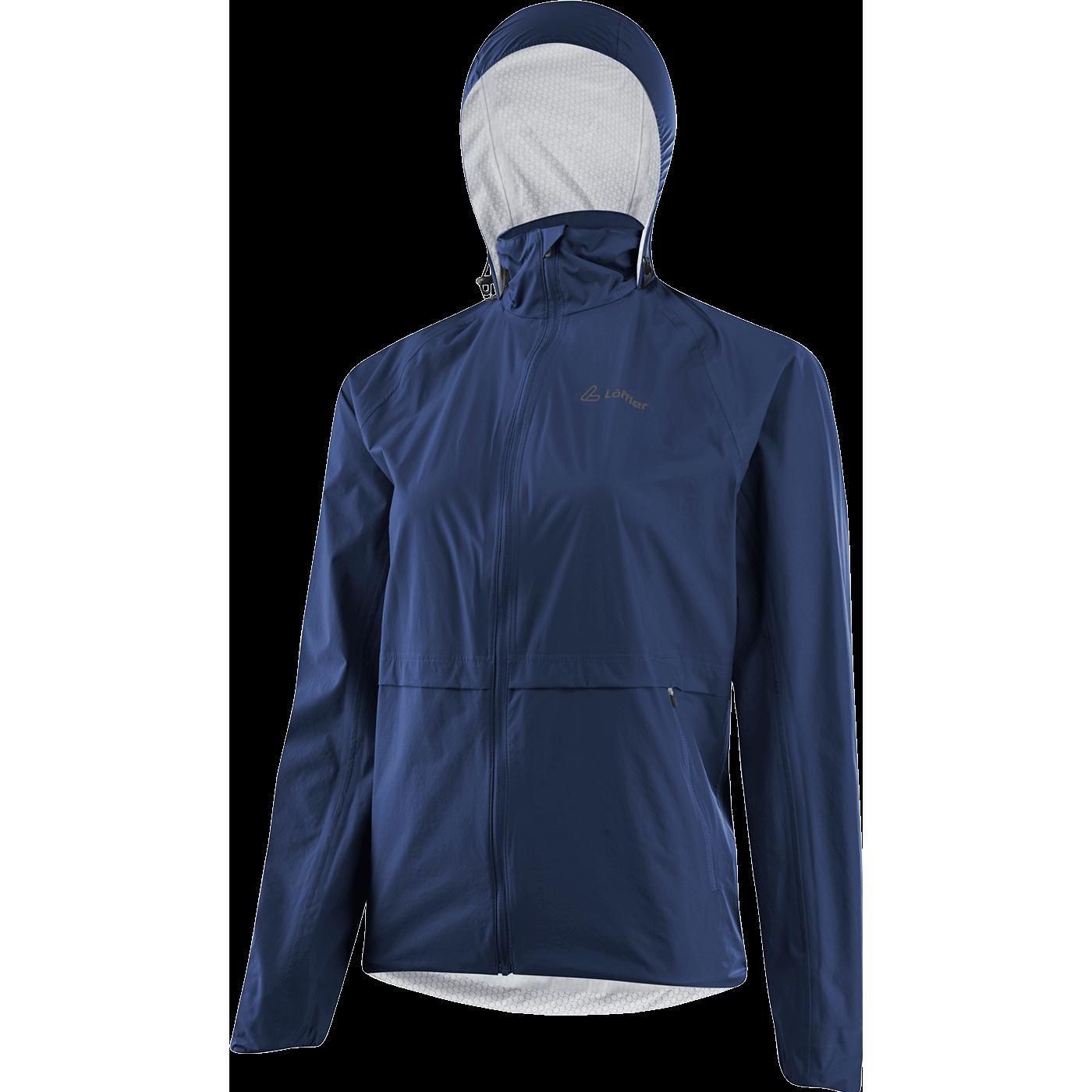Löffler, Damen, Velojacke, Women's Jacket with Hood Comfort Fit WPM Pocket (40), Blau, 40