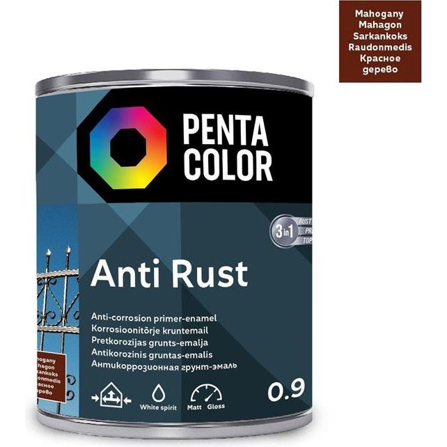 Pentacolor, Colore + Vernice per fai da te, Vernice Anticor Antiruggine Mogano 0,9l (900 ml)